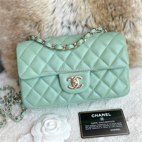 chanel green satin bag|mint green chanel bag.